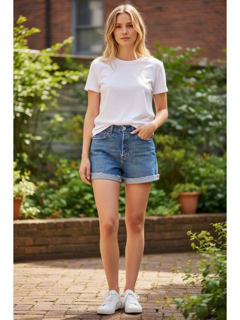 Levis 501 High-Waisted Button-Fly Distressed Denim Shorts Frayed Hem Women's W29